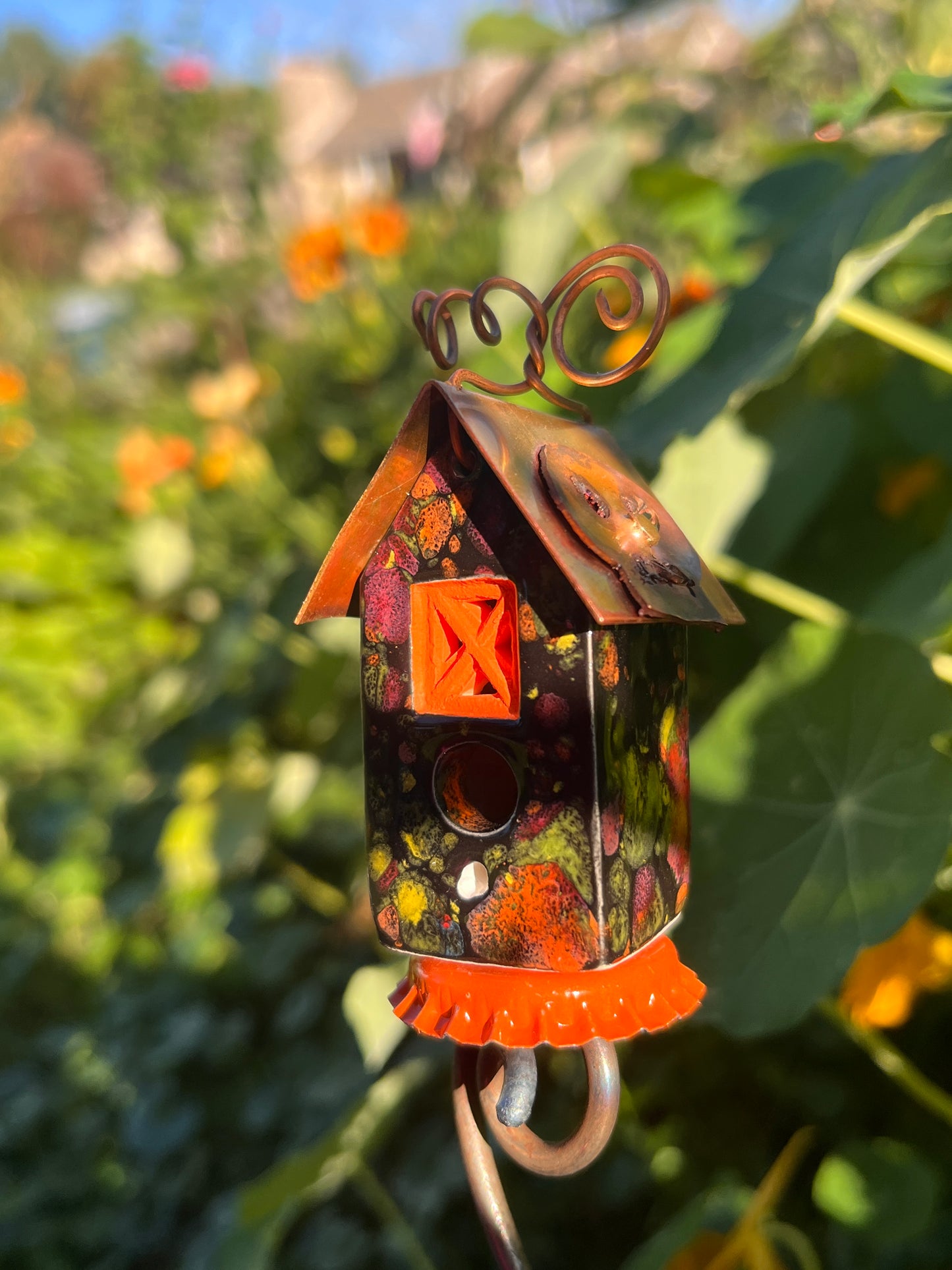 Halloween House with raw copper roof